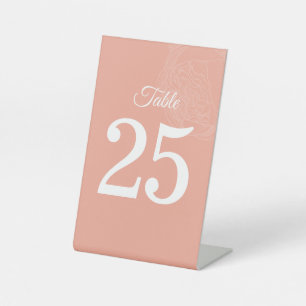 Elegante Pfingstrosen-Hochzeitstisch-Nummer Sockelschild