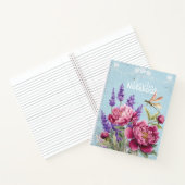 Elegante Pfingstrosen mit Monogramm Lavendel Blau Notizblock (Innenseite)
