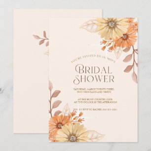 Elegante Pfirsich-Blumen-Brautparty Einladung