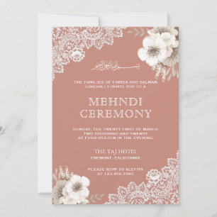 Elegante Pfirsich-Blumen-Spitze Islamisch Muslim M Einladung