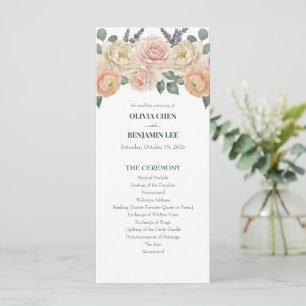 Elegante Pfirsich-Blüten- und Gold-Gitter-Hochzeit Programm