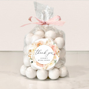 Elegante Pfirsich-, Creme- und Rosé-Blumen-Favor Runder Aufkleber