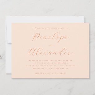 Elegante Pfirsich-Hochzeitseinladung Einladung