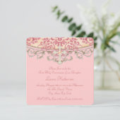 Elegante Pfirsich-Korallen-erste Kommunion Einladung (Stehend Vorderseite)