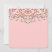 Elegante Pfirsich-Korallen-erste Kommunion Einladung (Rückseite)