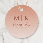 Elegante Pfirsich-Minimalismus-Initialen Geschenkanhänger (Vorderseite)