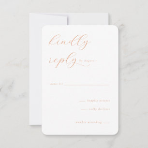 Elegante Pfirsich-Minimalismus-Kalligrafie RSVP Karte