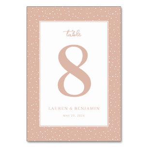 Elegante Pfirsich-Polka-Punkte Tischnummer