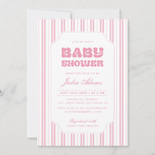Elegante Pfirsich-Rosa gestreifte Babyparty Einladung