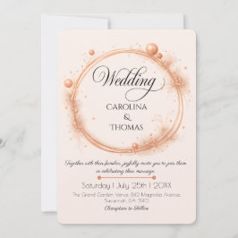 Elegante Pfirsich-Sparkling-Wedding-Script-Calligr Einladung