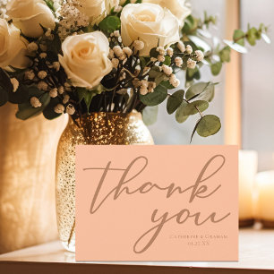 Elegante Pfirsich-Typografie Sommerhochzeit indivi Dankeskarte