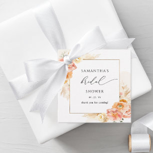 Elegante Pfirsich- und Creme-Blumen-Brautparty Geschenkanhänger