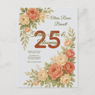 Elegante Pfirsich- und Creme-Blumen-Geburtstag Postkarte