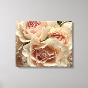 Elegante Pfirsich- und Rosenblüten-Rosa-Rosen-Foto Leinwanddruck