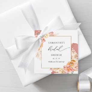 Elegante Pfirsich- und Rostfarbene Florale Brautpa Geschenkanhänger
