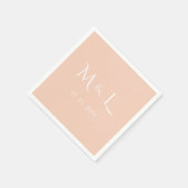 Elegante Pfirsich- und weiße Monogramm- und Datum- Serviette (Ecke)