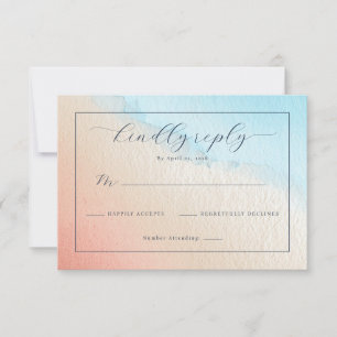 Elegante Pfirsich-Wasserfarbenverlauf RSVP Karte