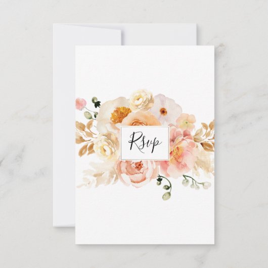 Elegante Pfirsichblüte mit oder ohne Speisen RSVP Karte (Rückseite)