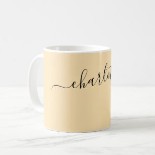 Elegante Pfirsichfarbe Moderner Name Personalisier Kaffeetasse