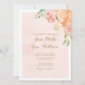 Elegante pfirsichfarbene Blume Einladung (Vorderseite)