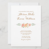 Elegante pfirsichfarbene Blume Einladung (Rückseite)