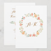 Elegante pfirsichfarbene Blume Einladung (Vorne/Hinten)