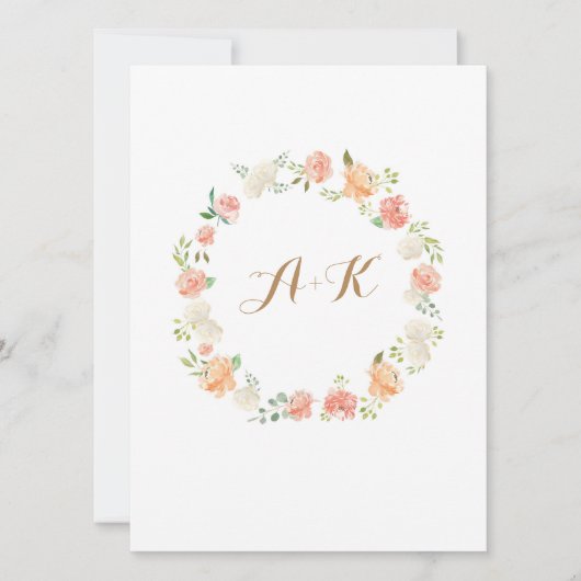 Elegante pfirsichfarbene Blume Einladung (Vorderseite)