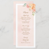Elegante pfirsichfarbene Blume Menükarte (Vorne/Hinten)