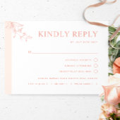 Elegante Pfirsichhochzeit mit/ohne Mahlzeit RSVP Karte