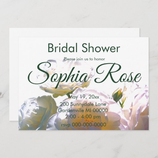 Elegante, pfirsichorange Rose Einladung (Vorne/Hinten)