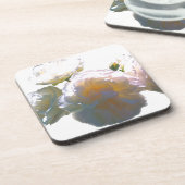 Elegante, pfirsichorange Rose Getränkeuntersetzer (Linke Seite)