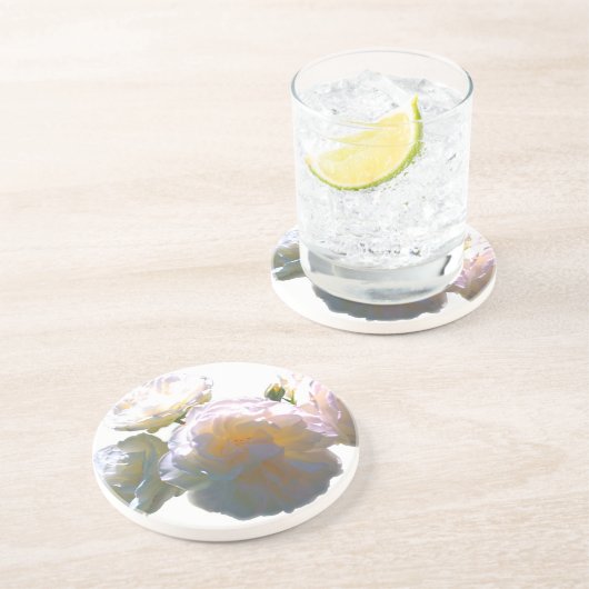 Elegante, pfirsichorange Rose Getränkeuntersetzer (Seite)