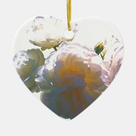 Elegante, pfirsichorange Rose Keramik Ornament (Vorne)