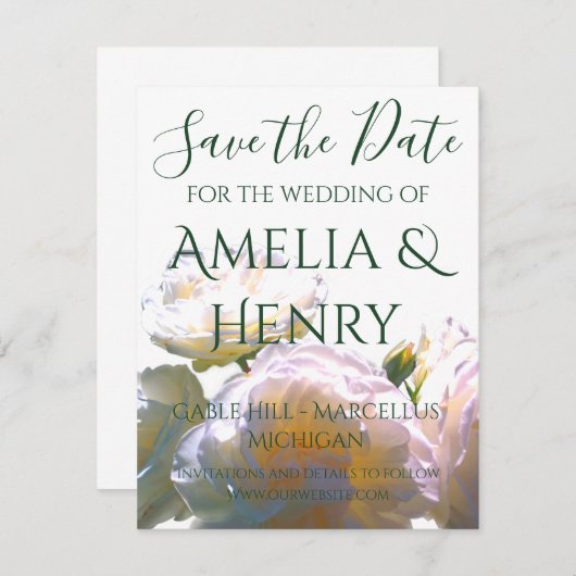 Elegante, pfirsichorange Rose Save The Date (Vorne/Hinten)