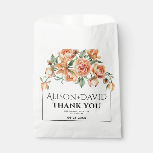 Elegante Pfirsichpfirsichkirsche Blume und Typogra Geschenktütchen (Vorderseite)