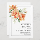 Elegante Pfirsichpfirsichpferde Blume Dusche Einladung (Vorne/Hinten)