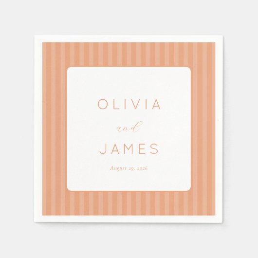 Elegante Pfirsichstreifen Serviette (Vorderseite)