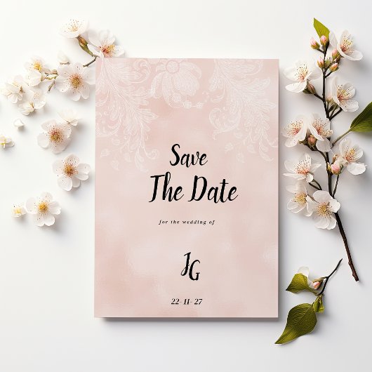 Elegante pfirsichweiße Blume Save the Date Einladung