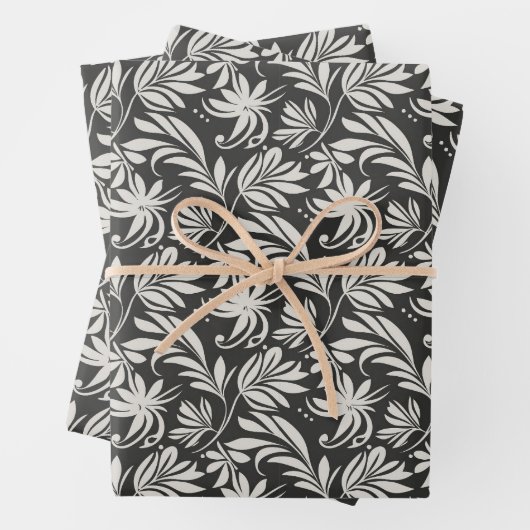 Elegante Pflanze Kräutermuster Schwarz-weiß Geschenkpapier Set (Beispiel)