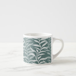 Elegante Pflanzensilhouette in Flow Smokey Teal Espressotasse