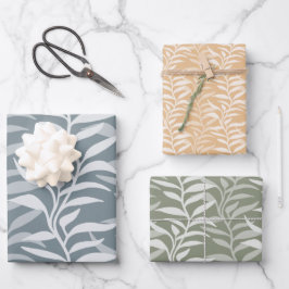 Elegante Pflanzensilhouetten in Fluss Geschenkpapier Set
