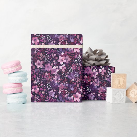 Elegante Pflaume & Beeren-Blumenmuster Geschenkpapier (Babyparty)
