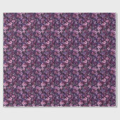 Elegante Pflaume & Beeren-Blumenmuster Geschenkpapier (Flach)