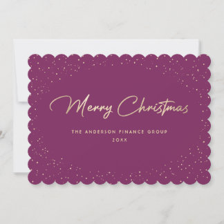 Elegante Pflaume Gold Geschäft Weihnachtskarte Feiertagskarte