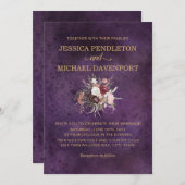 Elegante Pflaume Lila Blush Pink Cream Wedding Einladung (Vorne/Hinten)