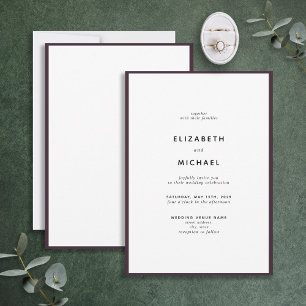 Elegante Pflaume Lila & White Typografy Wedding Einladung