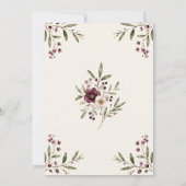 Elegante Pflaume Oliven Botanischer QR-Code Hochze Einladung (Rückseite)