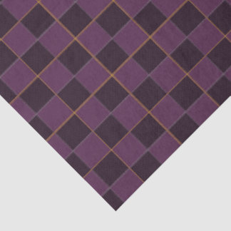 Elegante Pflaume- und Gold-Karo Seidenpapier