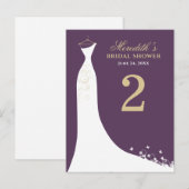 Elegante Pflaume und Gold Wedding Gown Tischnummer (Vorne/Hinten)