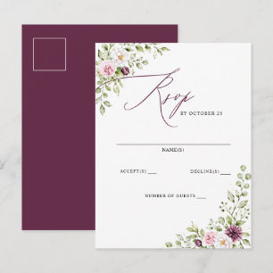 Elegante Pflaumen-Blumen-Hochzeit im Herbst und Wi Postkarte